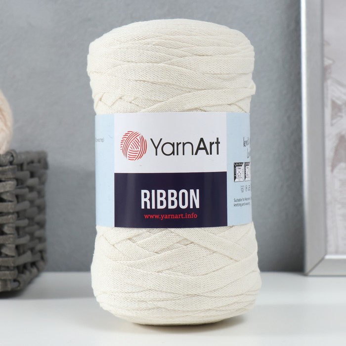 фото Пряжа ribbon 40% полиэстер, 60% хлопок 125м/250гр (752 молочный) nobrand