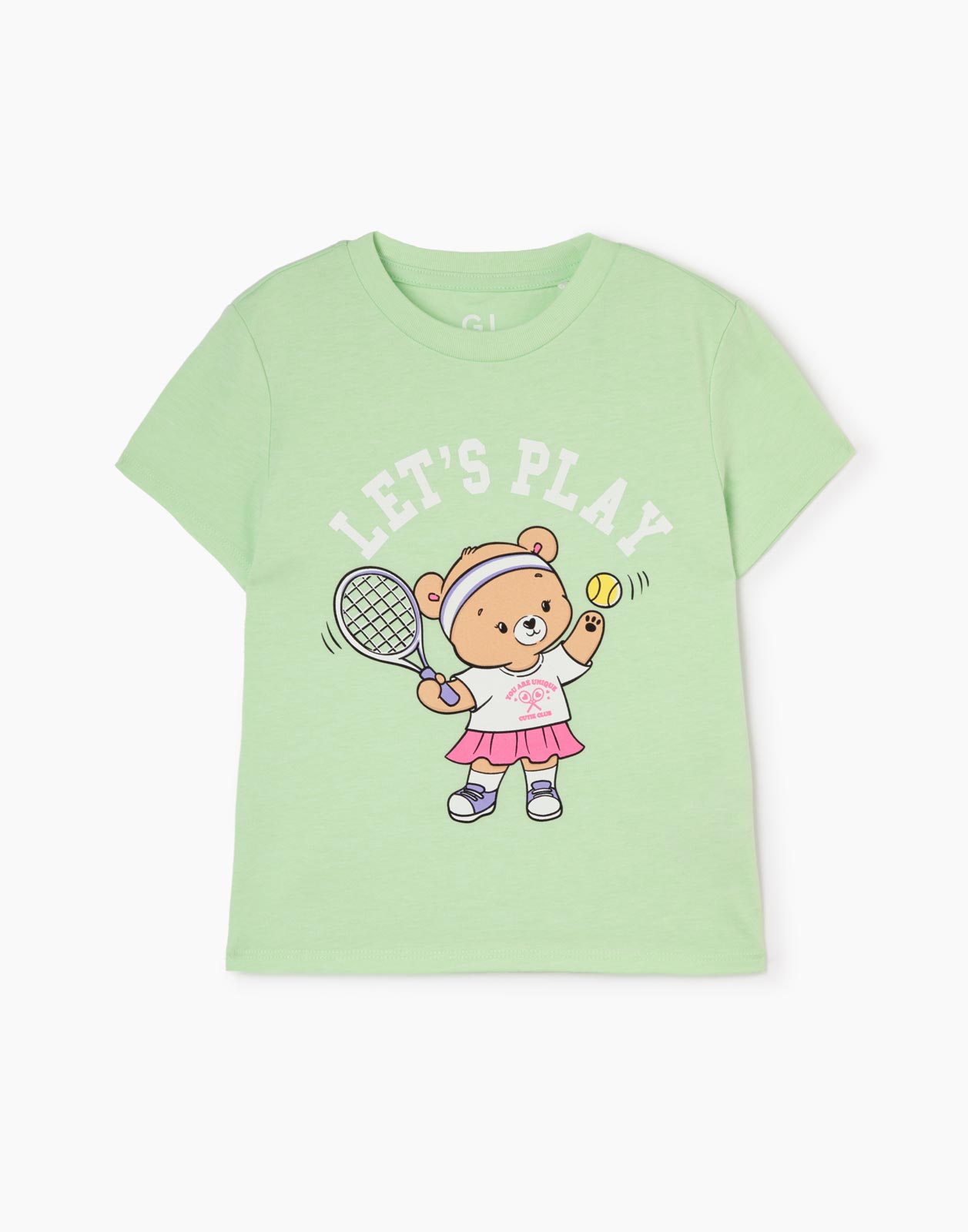 Зелёная футболка с принтом Let`s fun для девочки 18-24мес/92