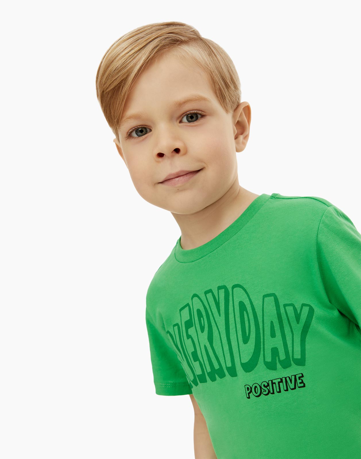 Зелёная футболка с принтом Everyday для мальчика 3-4г/104