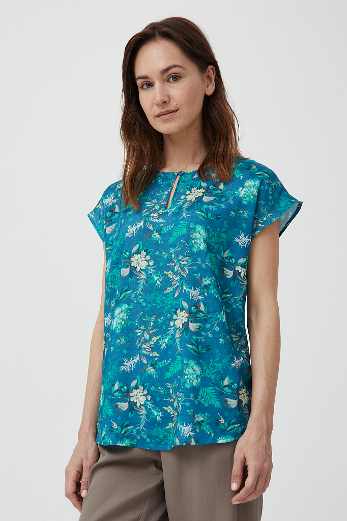 

Блуза женская Finn Flare S21-12009 бирюзовая M, S21-12009