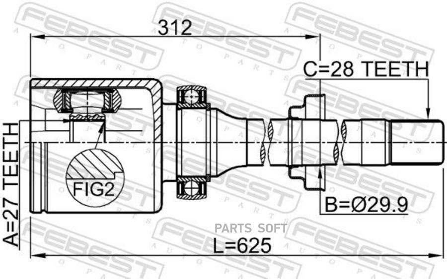 

Шрус внутренний правый 27x29.9x28