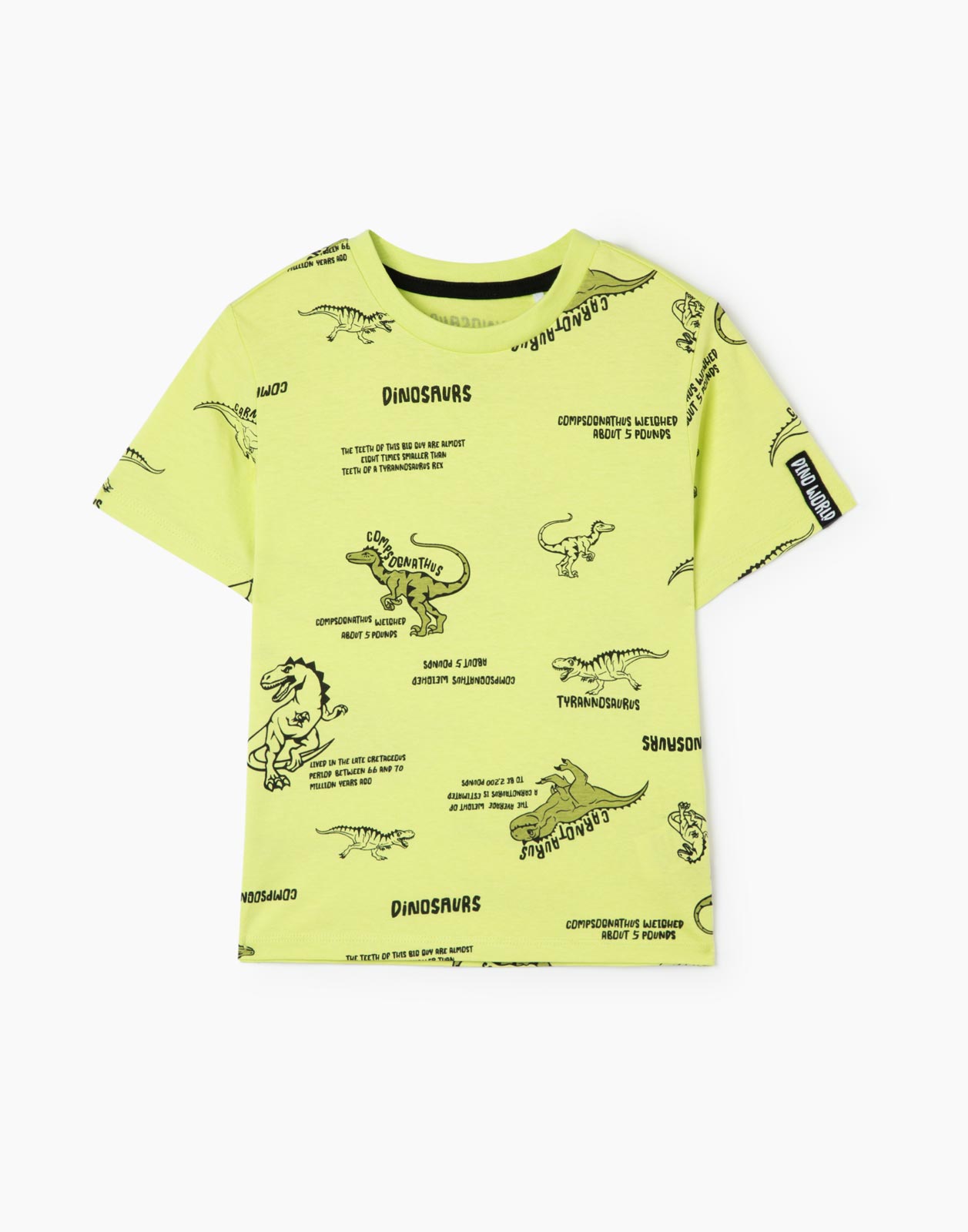 Зелёная футболка с динозаврами для мальчика 12-18мес/86