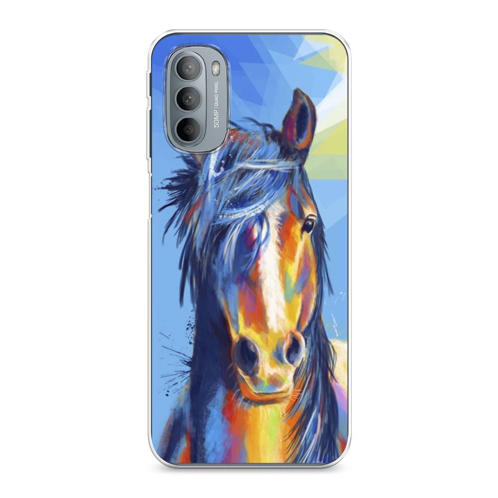 

Чехол на Motorola Moto G31/G41 "Лошадь арт 3", Голубой;желтый;синий, 241850-1