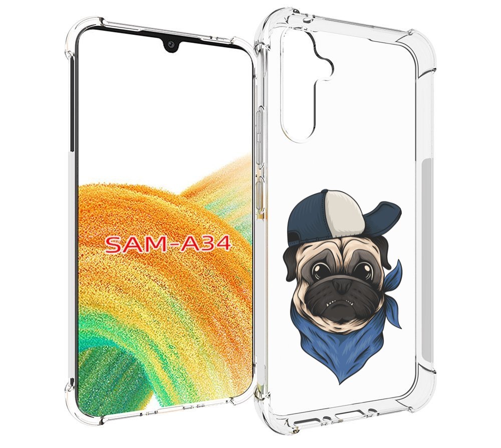 

Чехол MyPads мопс-в-кепке для Samsung Galaxy A34, Tocco