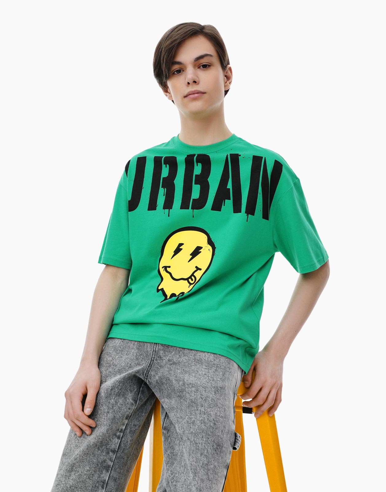 

Зелёная футболка Oversize с принтом для мальчика 10-12л/146-152, Зеленый, BKT012275