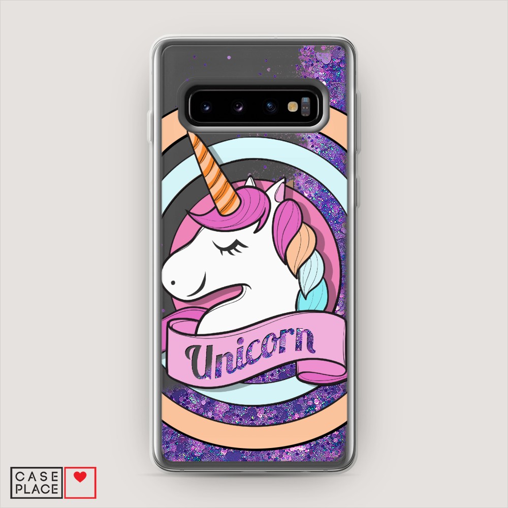 фото Жидкий чехол с блестками "unicorn зефирный" на samsung galaxy s10 awog