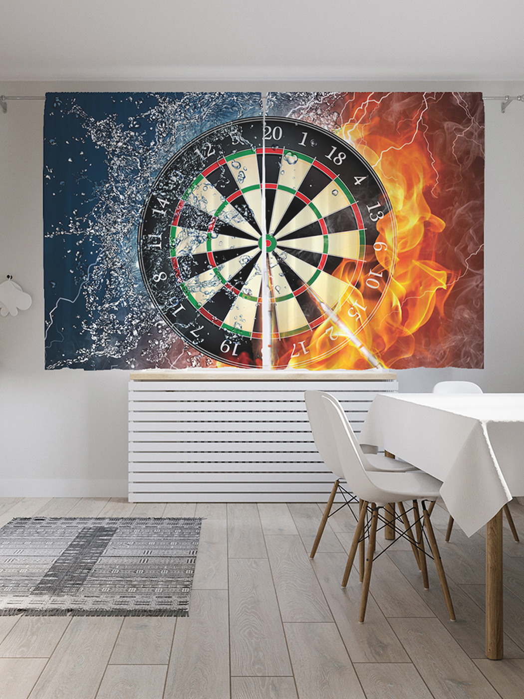 

Шторы с фотопечатью "Стихийный дартс" из сатена, 290х180 см