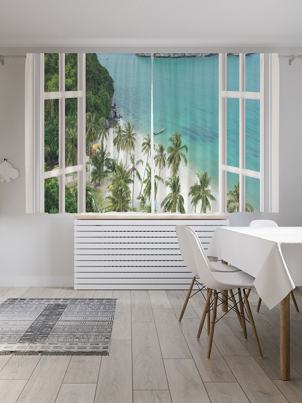 

Шторы с фотопечатью "Окно к островам" из сатена, 290х180 см