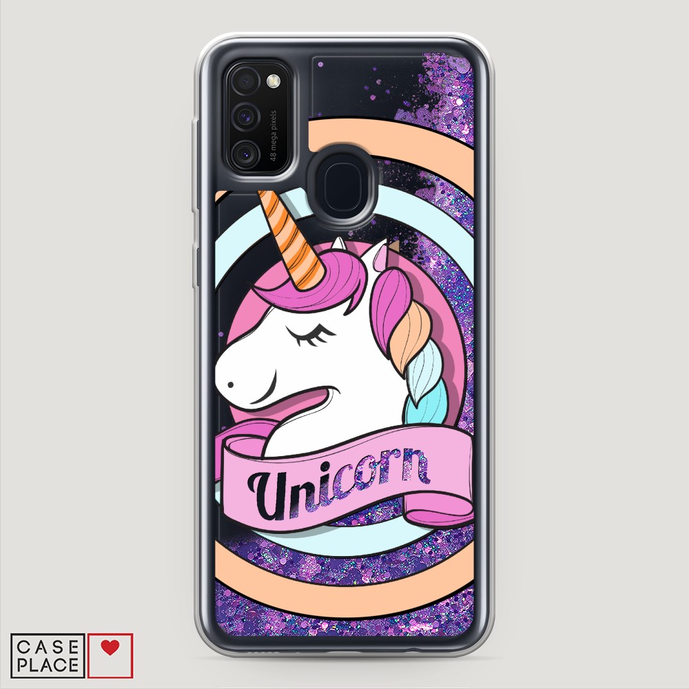 фото Жидкий чехол с блестками "unicorn зефирный" на samsung galaxy m30s awog