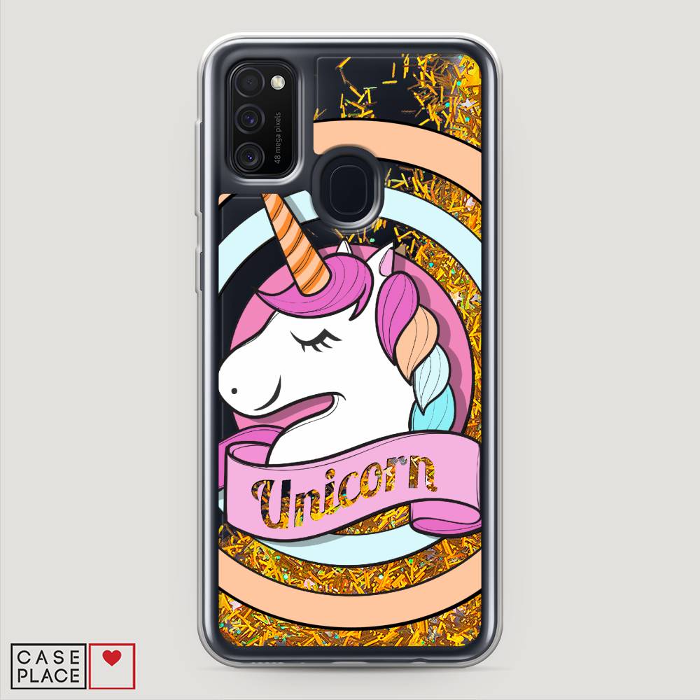 

Жидкий чехол с блестками "Unicorn зефирный" на Samsung Galaxy M21, 29790-1
