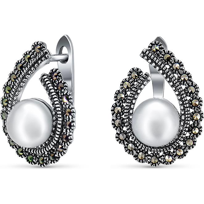 

Серьги женские из серебра Silver Wings 220011-282a-39, жемчуг/марказит, 220011-282a-39