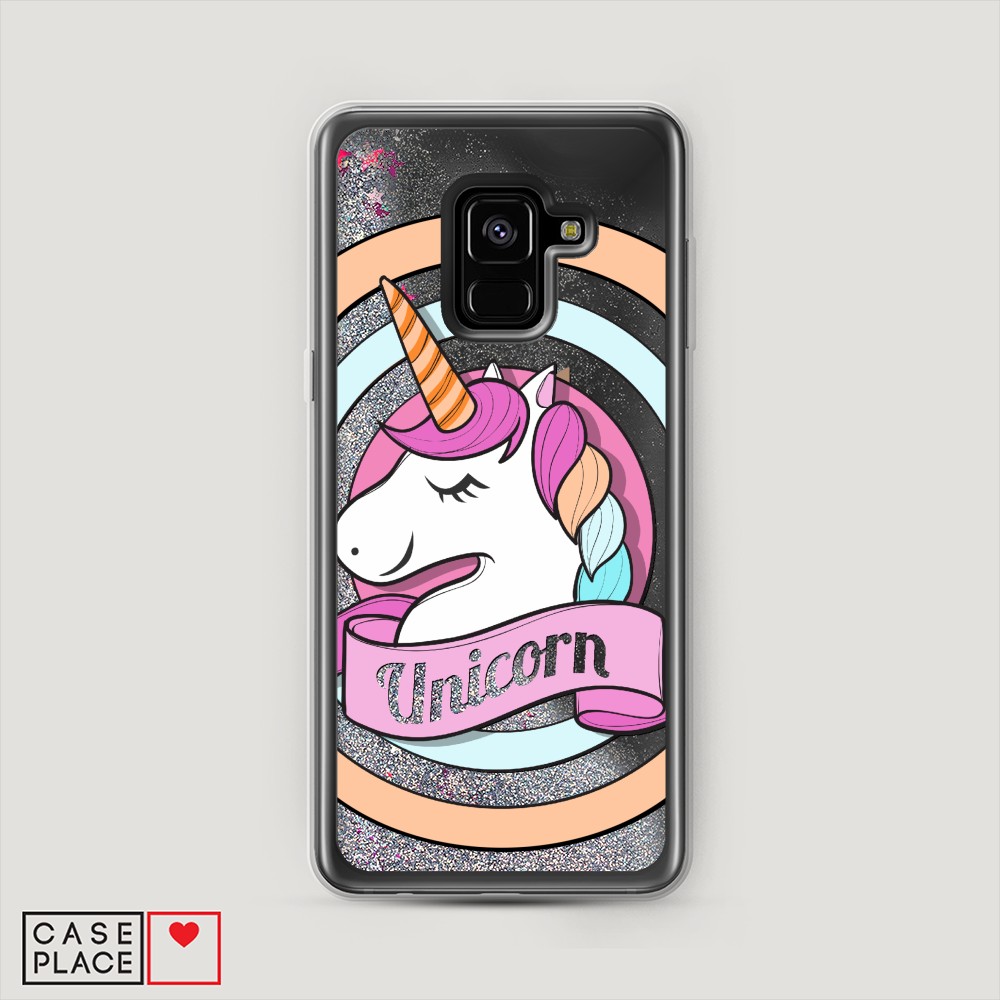

Жидкий чехол с блестками "Unicorn зефирный" на Samsung Galaxy A8 2018, 25491-1
