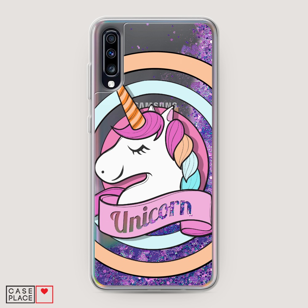 

Жидкий чехол с блестками "Unicorn зефирный" на Samsung Galaxy A70, 28192-1
