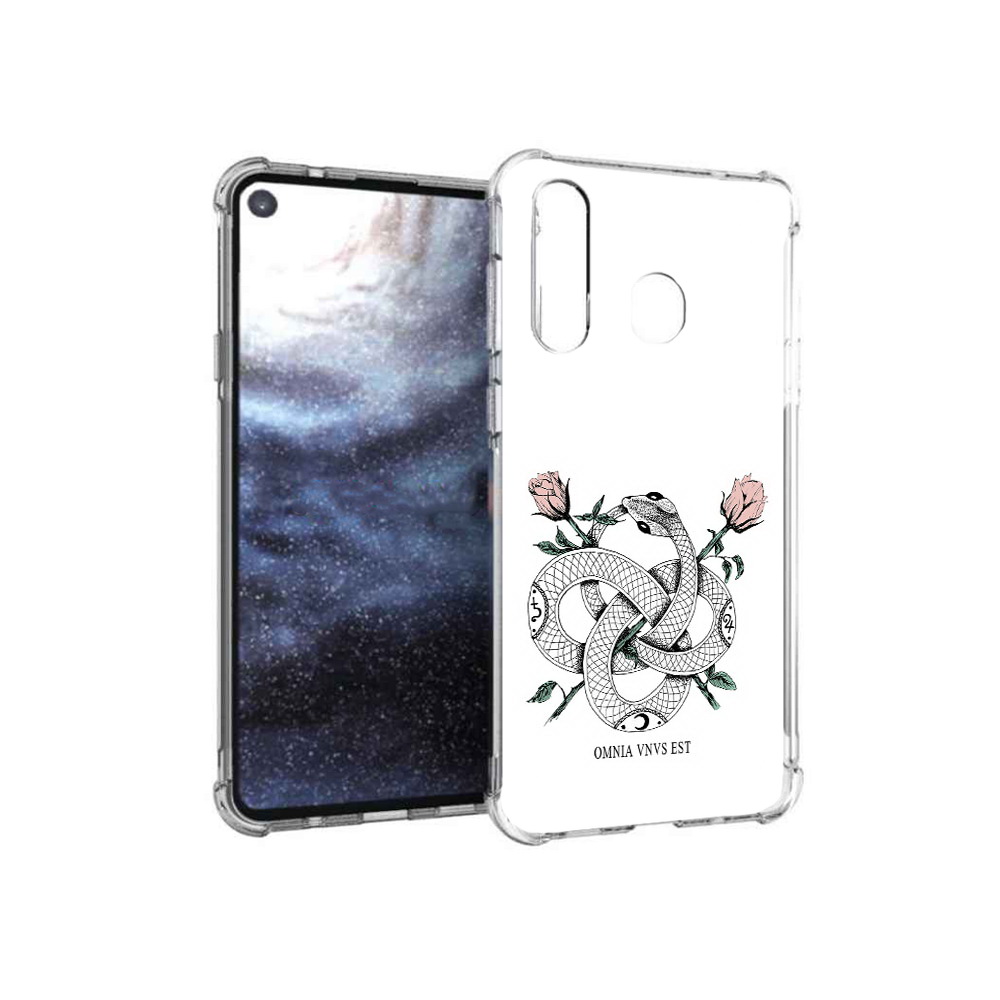 

Чехол MyPads Tocco для Samsung Galaxy A8s нарисованная змея абстракция (PT124633.501.502), Прозрачный, Tocco