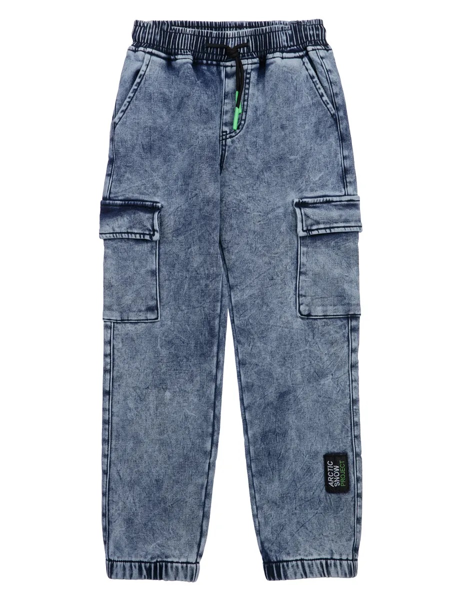 Джинсы-джоггеры, утепленные флисом, для мальчика цв. синий р.128 джинсы джоггеры