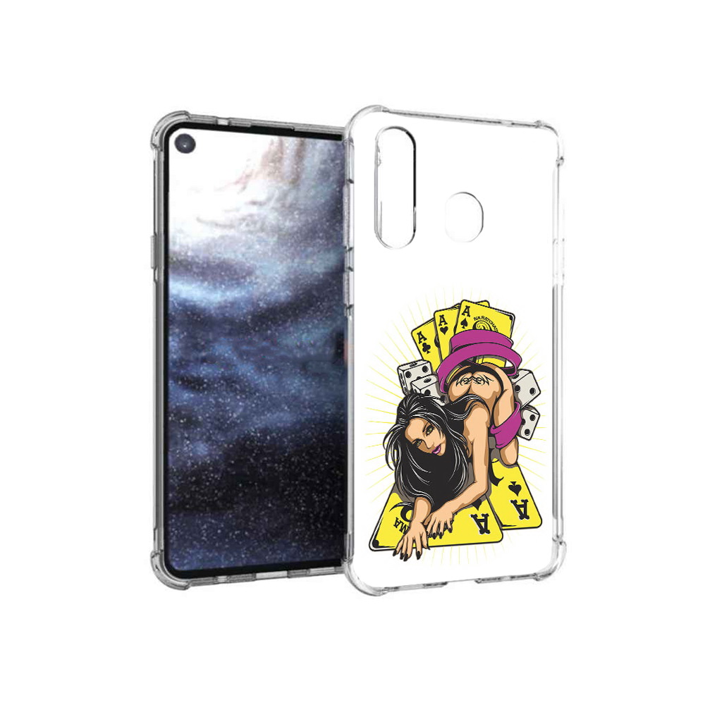 Чехол MyPads Tocco для Samsung Galaxy A8s нарисованная девушка с игровыми картами