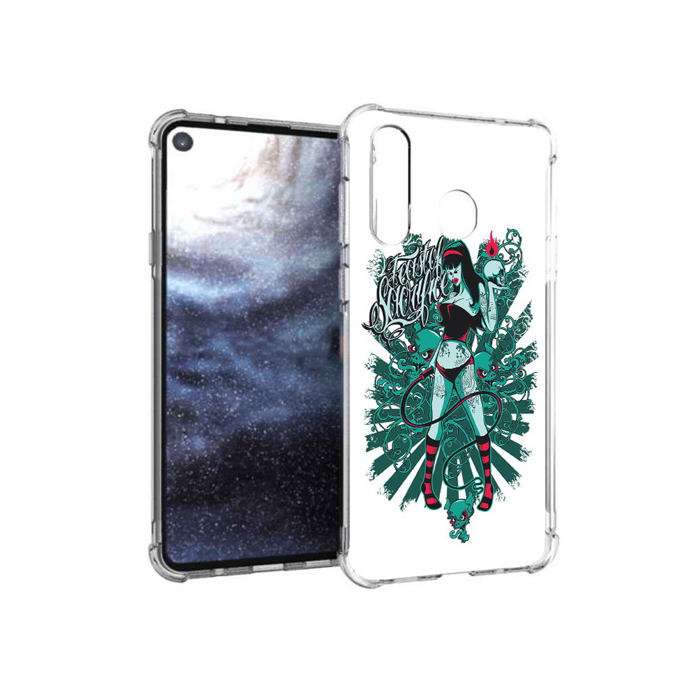 

Чехол MyPads Tocco для Samsung Galaxy A8s нарисованная девушка в татуировках, Прозрачный, Tocco