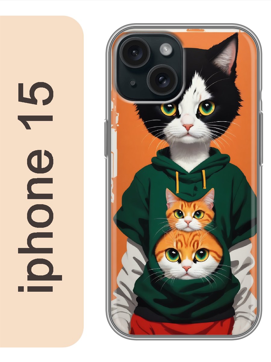 

Чехол на Apple Iphone 15 кот в одежде 943, Прозрачный, Iph15cats