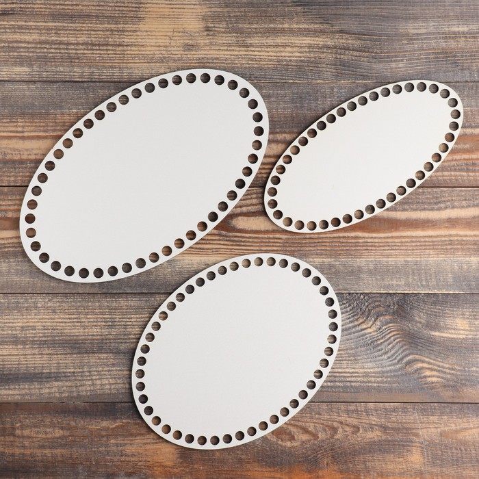 

Набор заготовок для вязания Овал (3 в 1), донышко лхдф белый, 25х15, 20х15, 20х10 см, Бежевый