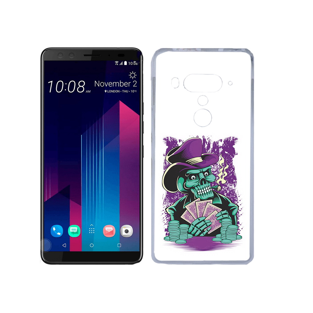 

Чехол MyPads Tocco для HTC U12+ зеленый череп с картами, Прозрачный, Tocco