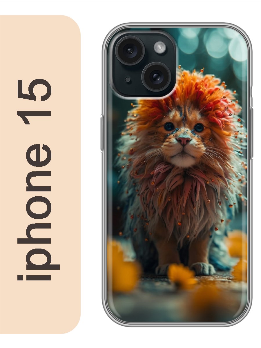 

Чехол на Apple Iphone 15 лев 933, Прозрачный, Iph15cats
