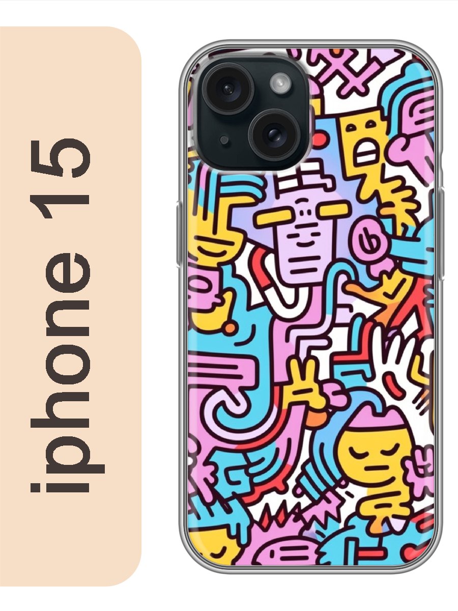 

Чехол на Apple Iphone 15 граффити 932, Прозрачный, Iph15rzne