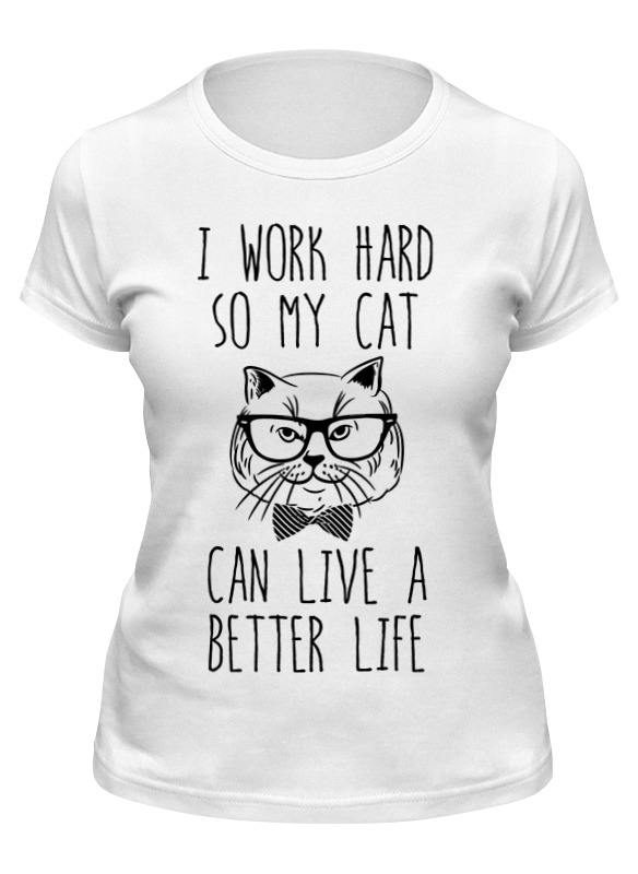 

Футболка женская Printio I work hard белая L, Белый, I work hard