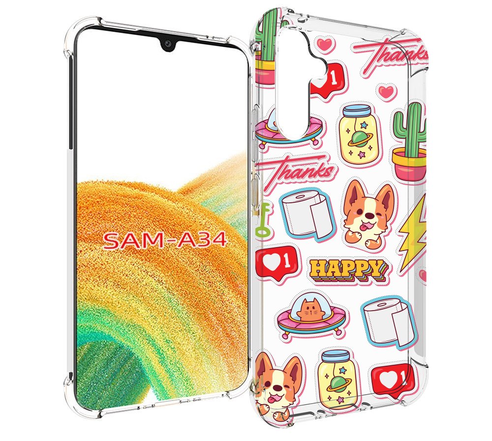 

Чехол MyPads милые-стикеры-корги для Samsung Galaxy A34, Tocco