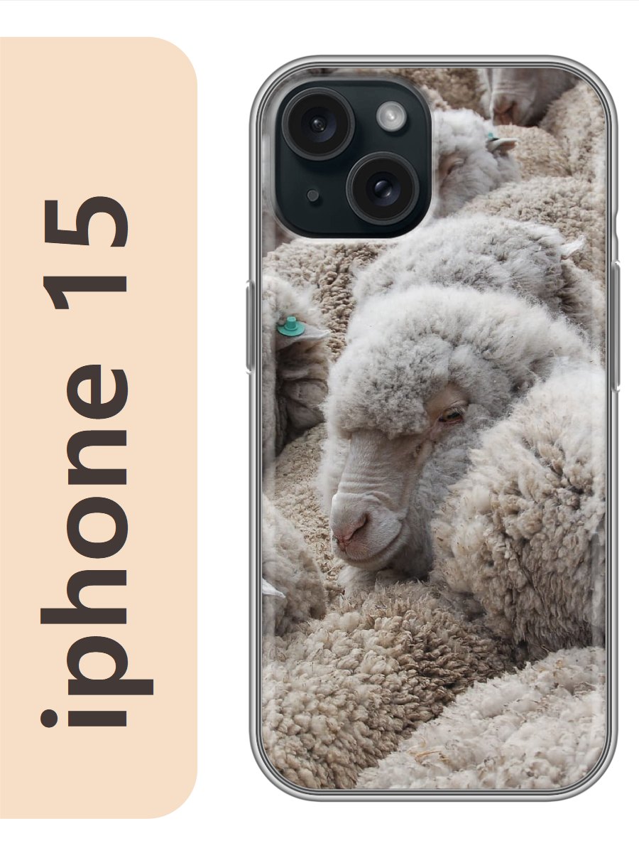 

Чехол на Apple Iphone 15 овцы 875, Прозрачный, Iph15zhiv