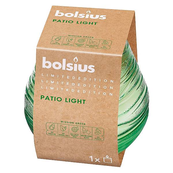 

Свеча декоративная в банке Bolsius 9,4x9,1 см зеленая