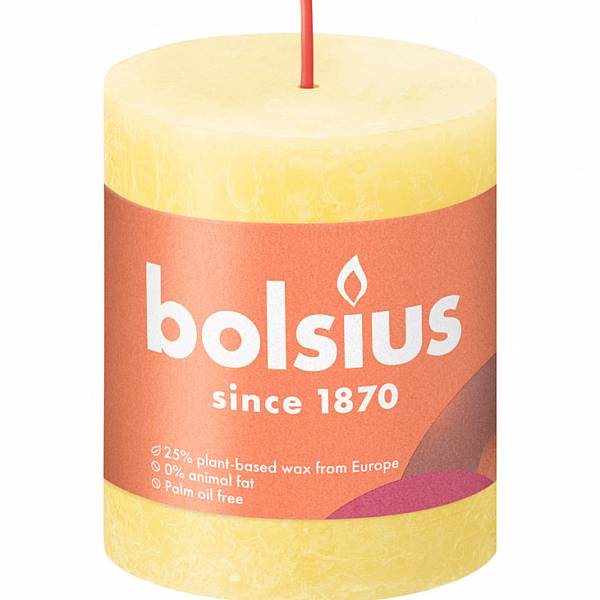 фото Свеча декоративная bolsius rustic shine 10x5 см солнечно-желтый