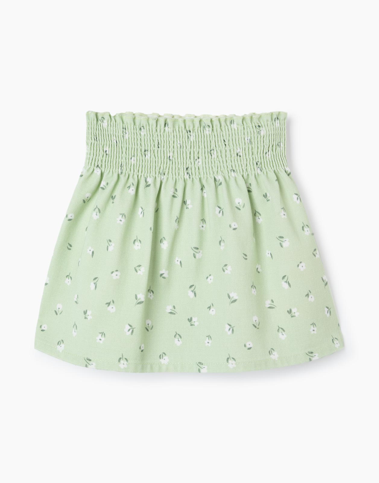 Зелёная джинсовая юбка-трапеция с принтом для девочки р.92