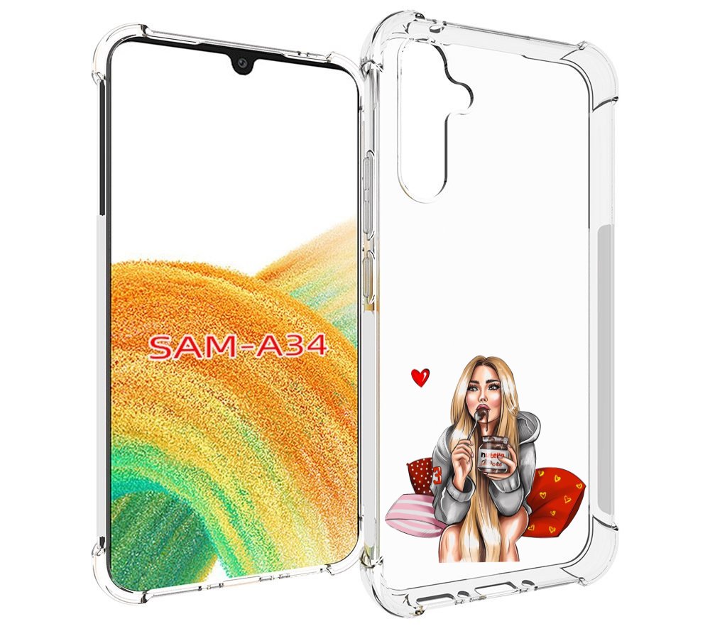 

Чехол MyPads любительница-нутеллы женский для Samsung Galaxy A34, Tocco