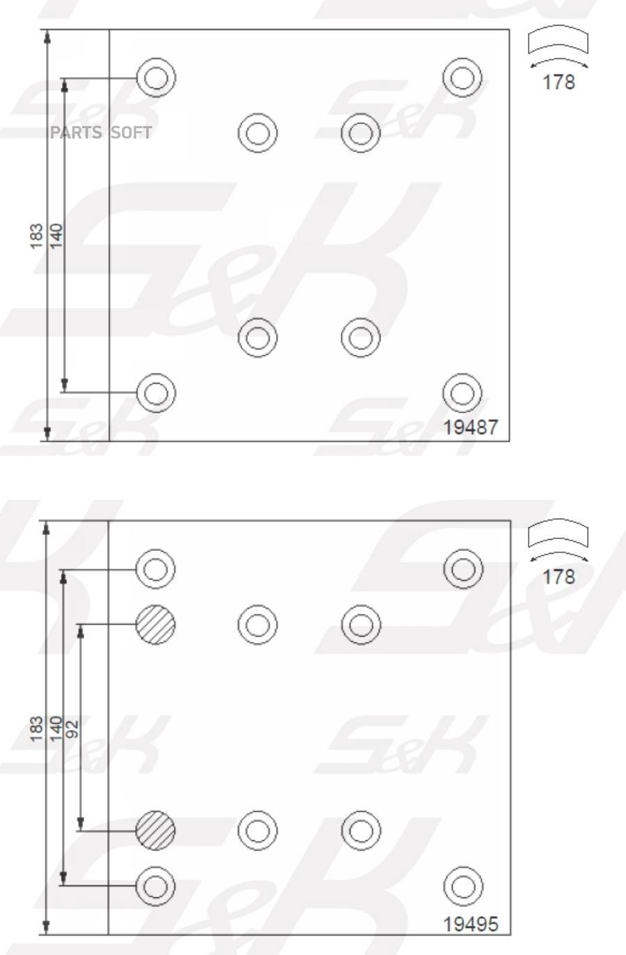 

Накладки Тормозные Std 1948719495 17,7Мм 410X 1Шт S&K SK194870001