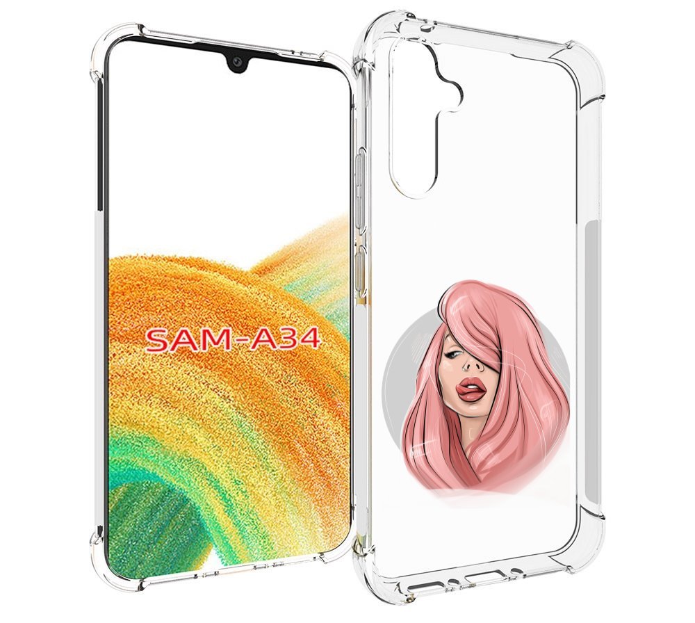 

Чехол MyPads лицо-девушки-с-розовыми-волосами женский для Samsung Galaxy A34, Tocco