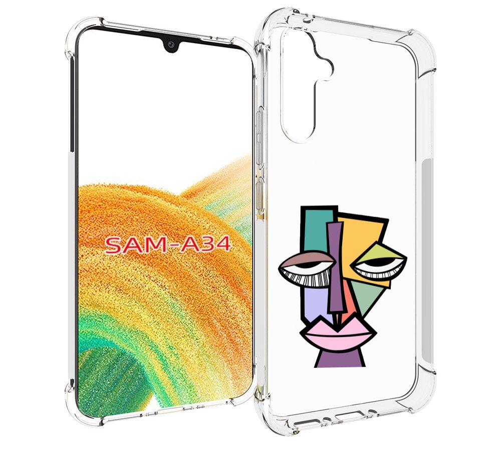 

Чехол MyPads лицо из квадратиков с глазами женский для Samsung Galaxy A34, Tocco