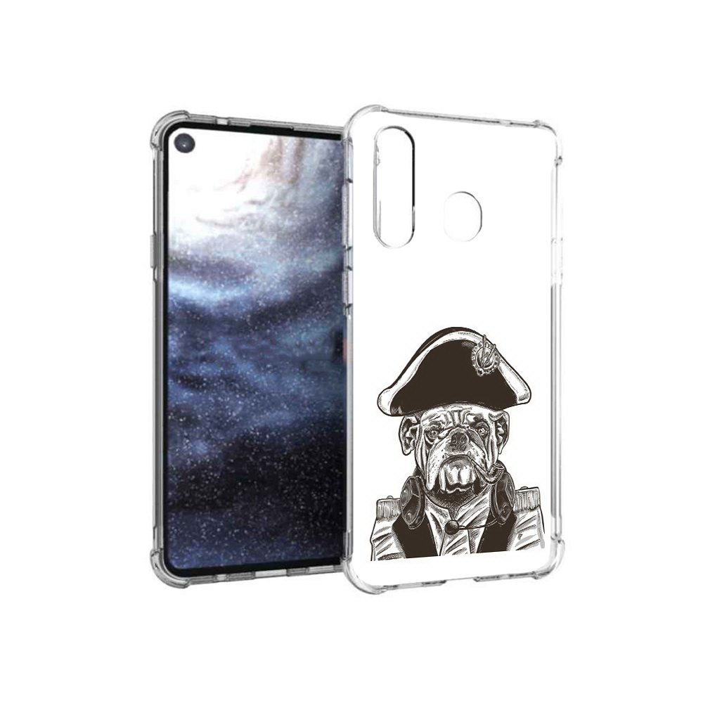 

Чехол MyPads Tocco для Samsung Galaxy A8s мопс генерал (PT124633.501.483), Прозрачный, Tocco