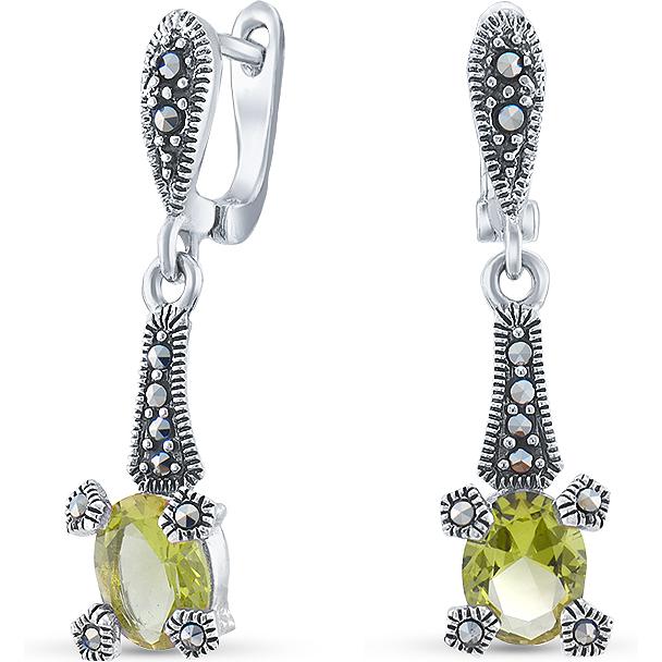 

Серьги женские из серебра Silver Wings 220012-306-39, марказит/султанит, 220012-306-39