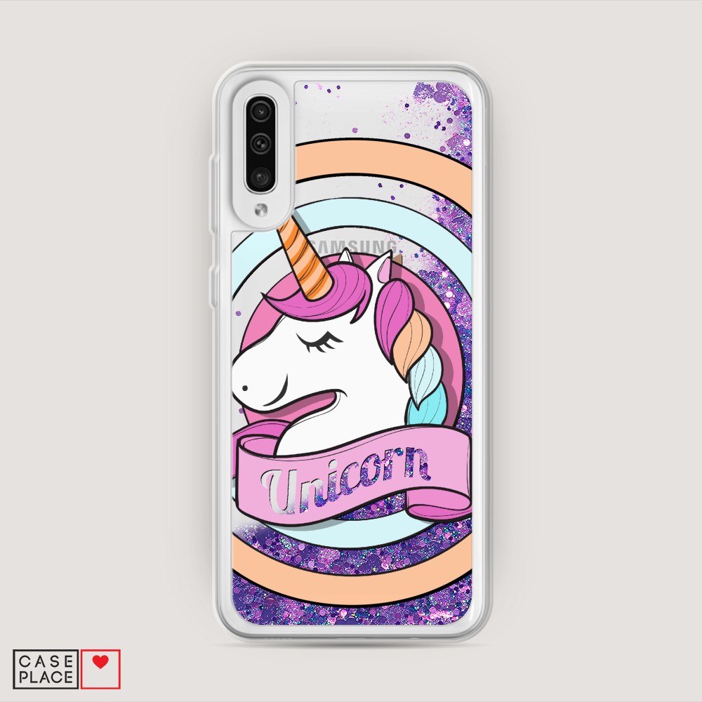 фото Жидкий чехол с блестками "unicorn зефирный" на samsung galaxy a50 awog