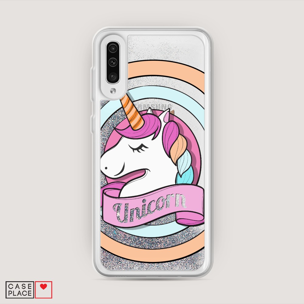 фото Жидкий чехол с блестками "unicorn зефирный" на samsung galaxy a50 awog