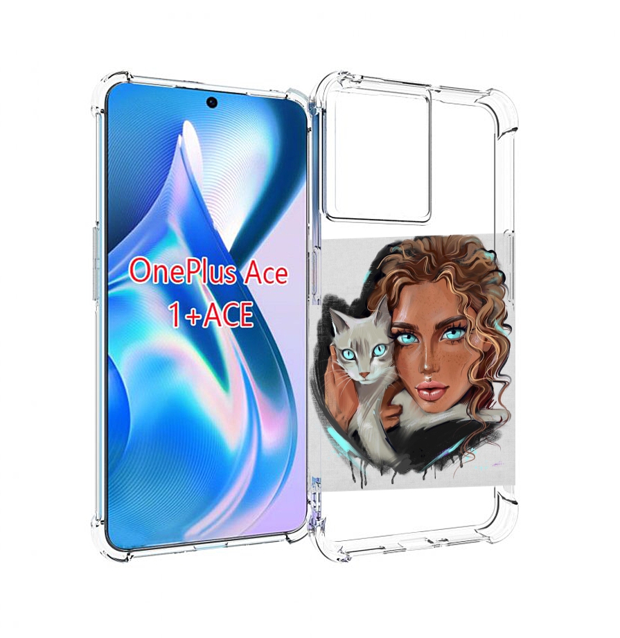 

Чехол MyPads девушка-с-котом-голубые-глаза женский для OnePlus Ace, Прозрачный, Tocco