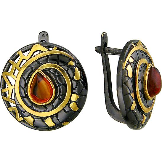 

Серьги женские из серебра Эстет 51С451341ПЧ, янтарь, 51С451341ПЧ