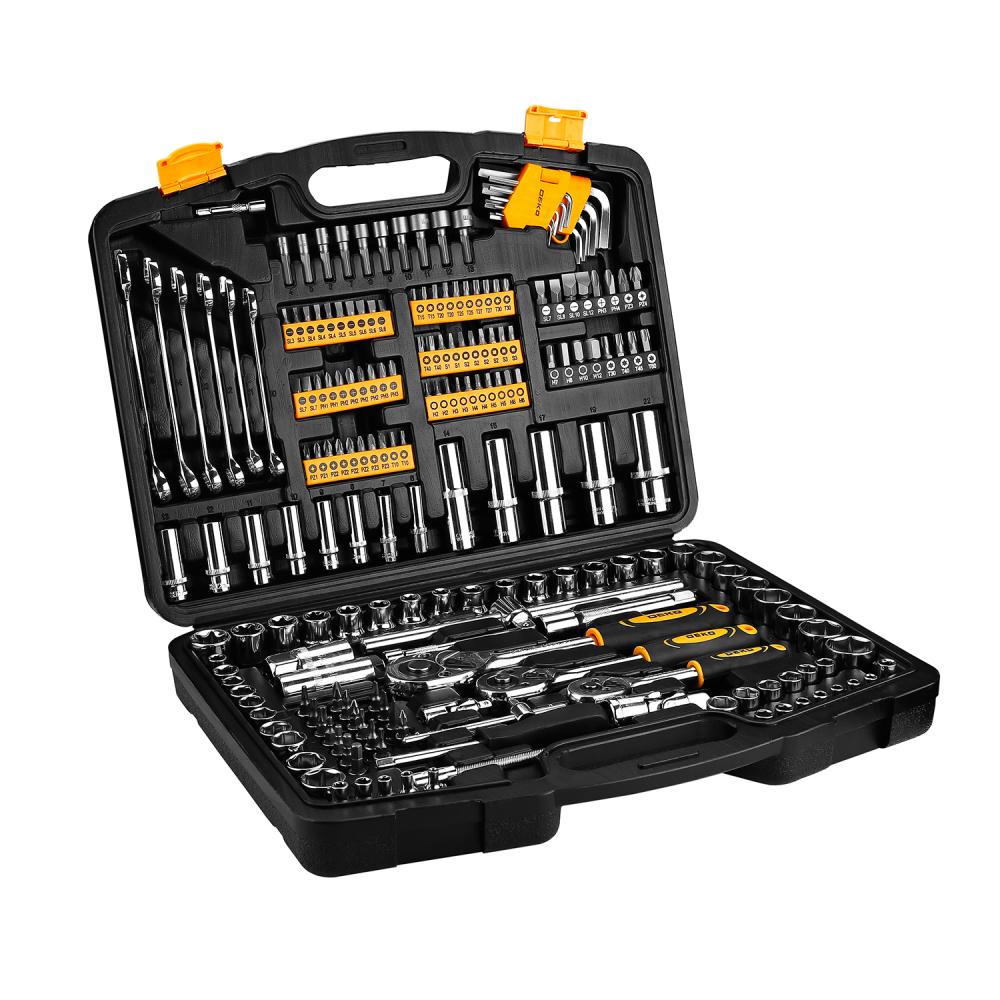 Профессиональный набор инструментов для авто DEKO DKAT200 в чемодане (200 предметов)