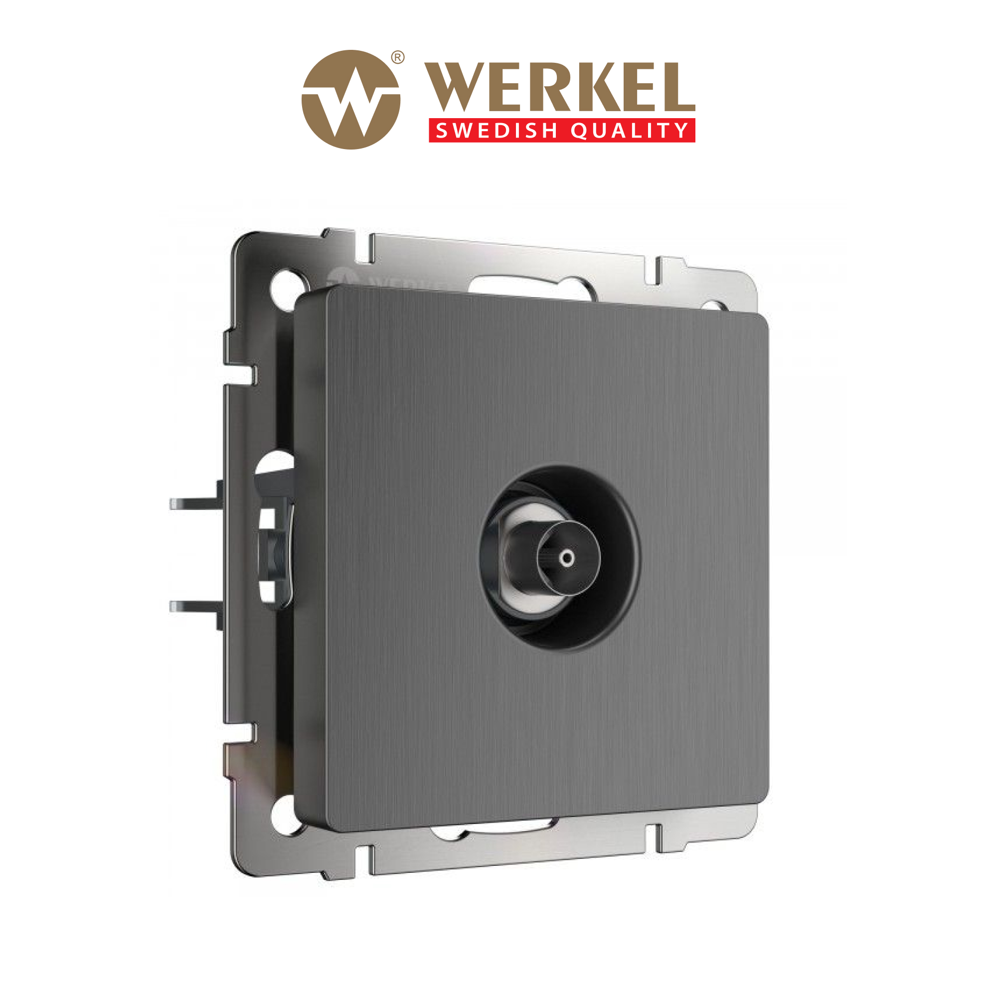 

Встраиваемая ТВ-розетка оконечная Werkel W1183004 графит рифленый, Серый, ТВ-розетка оконечная