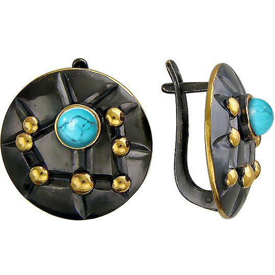 

Серьги женские из серебра Эстет 51С451336ПЧ, бирюза, 51С451336ПЧ