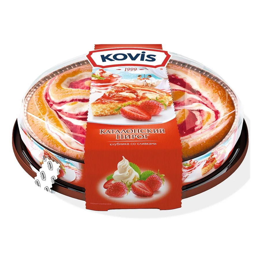 

Пирог Kovis Каталонский бисквитный клубника со сливками 400 г