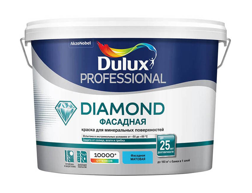 фото Краска фасадная водно-дисперсионная dulux trade diamond гладкая база bw 10л