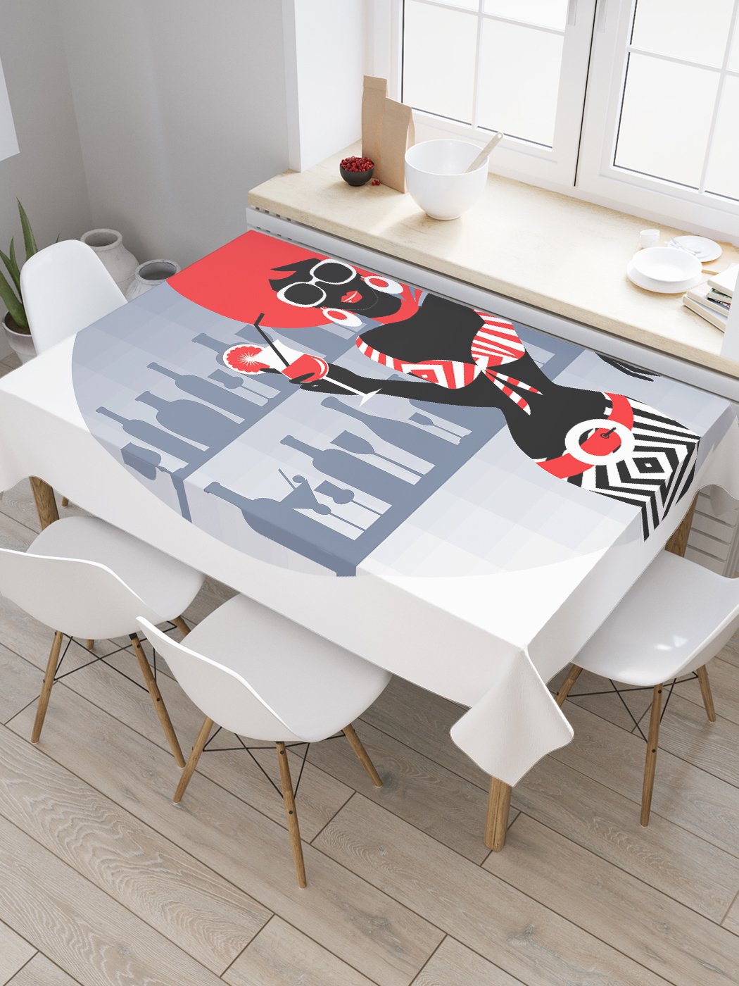 

Скатерть прямоугольная JoyArty "Девушка у барной стойки" из сатена, 120x145 см, Серый, Девушка у барной стойки