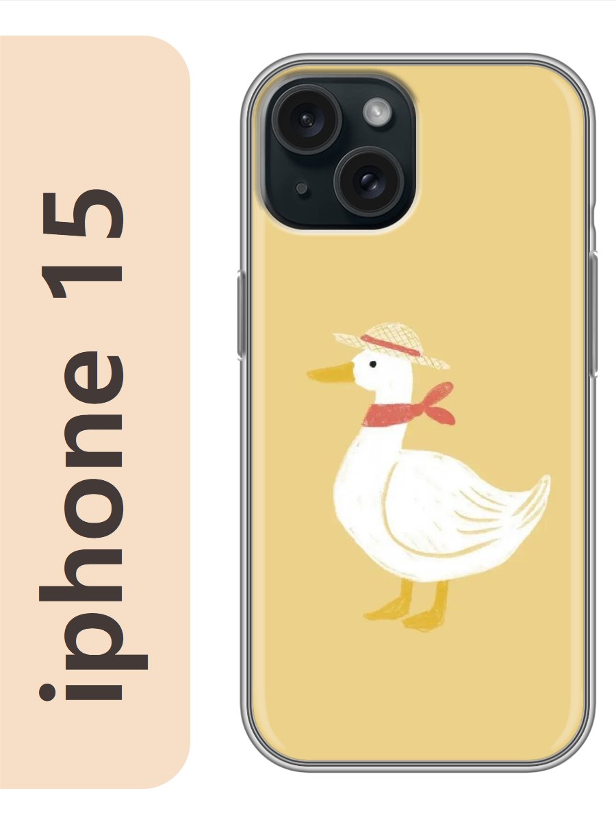 

Чехол на Apple Iphone 15 гусь в шляпке 843, Прозрачный, Iph15zhiv