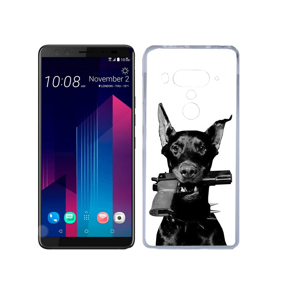 

Чехол MyPads Tocco для HTC U12+ доберман с пистолетом, Прозрачный, Tocco